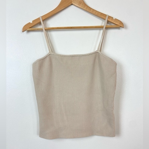 HOUSE OF HARLOW NUDE RIBBED CROPPED TANK TOP - Picture 1 of 6